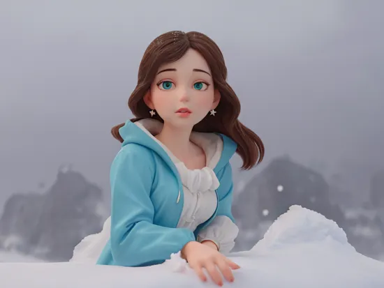 A beautiful woman in a windbreaker looks out at the green mountains and waters in front of the snowy island, (Snow white and delicate skin,Real and delicate skin:1.32),solo, brown hair, realistic,(Sexy and beautiful eyes,Bright and divine eyes:1.16), jewelry, big breasts, (full body:1.1), earrings, arms at sides, official art,Best quality,masterpiece,ultra high res,((8K,photorealistic:1.32)),((deep Focus)),raw photo,extremely delicate,intricate details,best shadow,beautiful,((detailed  hair)),(pale skin),