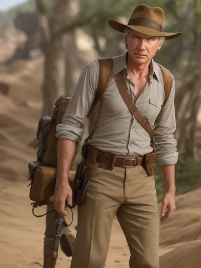 Photo of Harrison Ford as Indiana Jones,  smartphone photo,  majikfone,, SDXL base 1.0