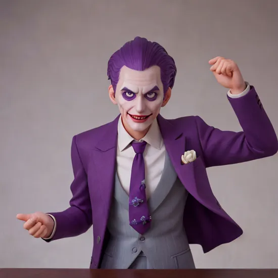 Hyperrealistic art of  
The Joker a naked man in manga style with a purple suit and tie in Gotham city universe, Extremely high-resolution details, photographic, realism pushed to extreme, fine texture, incredibly lifelike