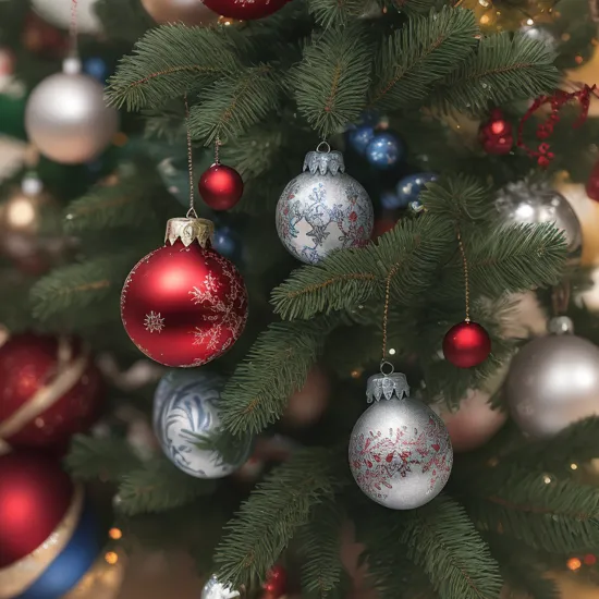 Christmas green tree decorated with blue and red balls and silver tinsel with a garland, 
Miki Asai Macro photography, 
close-up, 
hyper detailed, 
trending on artstation, 
sharp focus, 
studio photo, 
intricate details, 
highly detailed, 
by greg rutkowski