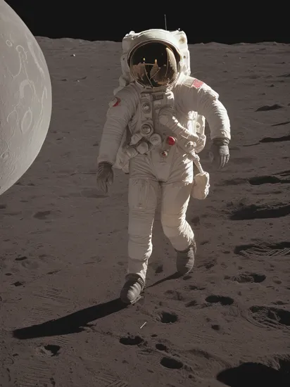 marionette, an astronaut walking on the moon