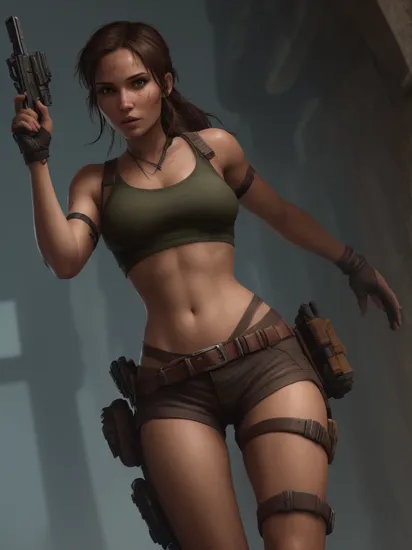 Lara Croft, 1girl, solo, reimagining in a cyberpunk universe, beautiful 8k, masterpiece, best quality, high quality, absurdres
