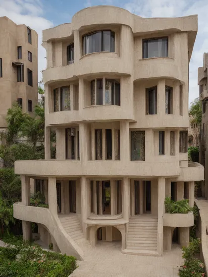 (masterpiece:1.3), (best quality:1.2), (intricate detailed:1.2), (hyperrealistic:1.2), (professional photograpy:1.1), highly detailed, absurd res,  exterior architectural photography of a house that is constructed out of concrete, in the style of haifa zangana, ossip zadkine, terraced cityscapes, harvey stein, earthy naturalism, multilayered