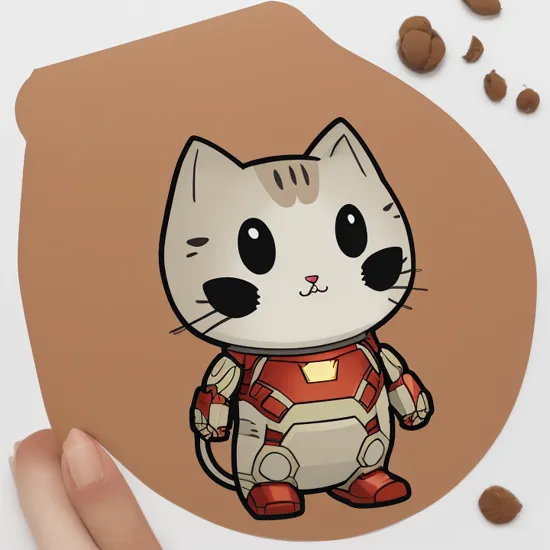  cute cartoon sticker of a cat dressed as Iron man