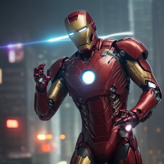 cyberpunk iron man, suit made of nanotechnology (black and teal), shooting a laser out of his hand:3, bright neon accents, powerful posture, cinematic, 32k, UHD, HDR, cinematic image, intricate details, ultra-realism, action background, hyper-detailed, 32k, trending, stunning image, cinematic film, IMAX, ultra-detailed, cinematic composition, 