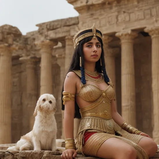 cinematic photo a historically correct photograph of queen Cleopatra VII in her palace, year 50 bc . 35mm photograph, film, bokeh, professional, 4k, highly detailed