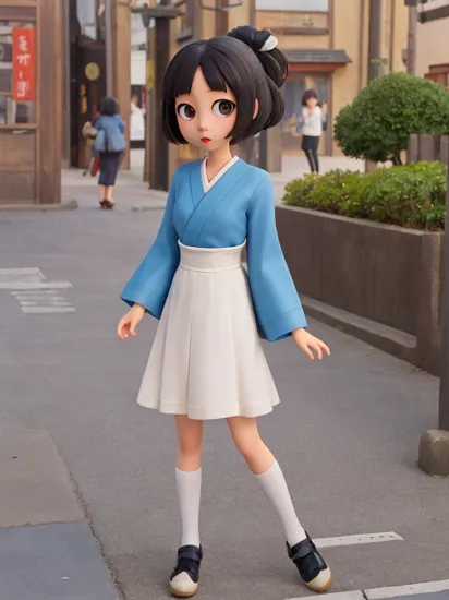 In the midst of a fashionable cityscape, there is a very cute Japanese girl with drooping eyes, like Snow White, who is highly exposed.,ziprealism