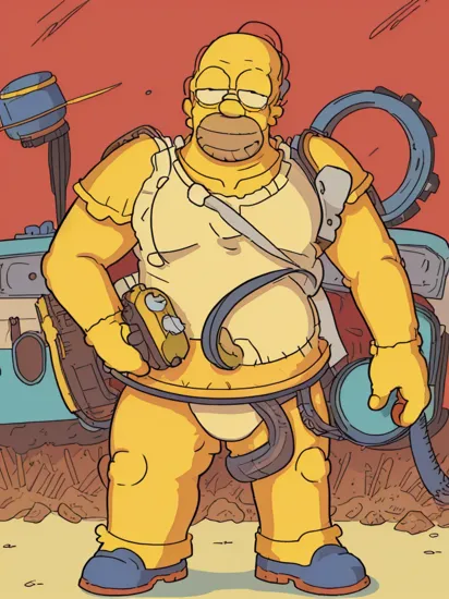 (homer Simpson:1.4) as chubby primaris space marine  knight armor, holding bolter,  full body, style of matt groening, (cell shading:1.2), flat colors, (line art:1.2), analog style, (masterpiece:1.2), best quality