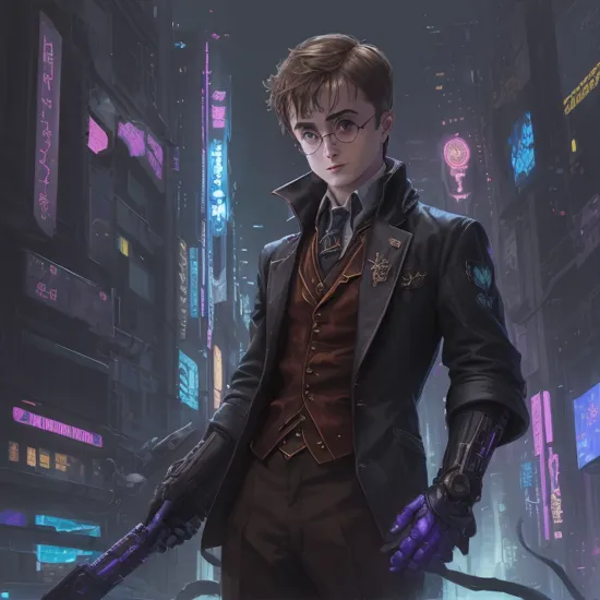official art, 4k, photography, cyberpunk biotic neon alien lush city submerged with mist and water, fog, flying spaceships, biotic robot cat boy, alien lush blue and purple body connected to a terminal, connected to a terminal, (daniel radcliffe as (harry potter):1.2), doing experiments on biotic aliens, (cyberpunk style, anime 2d style:1.2), highly detailed, intricate, trending on artstation, art by J.C. Leyendecker