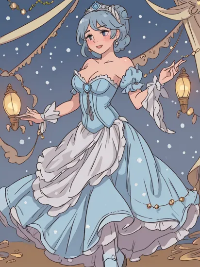 (Festive Charm of Cinderella), Vintage photography capturing the festive charm of Cinderella in a revealing costume, nsfw, pubic hair, detailed pussy, cleavage, Cinderella's grace and elegance in a holiday-themed setting, gown adorned with subtle holiday decorations, sparkling in silver and blue hues, Cinderella wears a delicate tiara with hints of winter motifs, The pose involves a graceful movement, as if Cinderella is caught in a moment of dance, The framing accentuates her against a backdrop of festive decorations, The setting is a ballroom decorated for the holidays, creating a magical atmosphere, Lighting is warm and diffused, enhancing the festive mood, Shot from a frontal angle, this composition, inspired by the vintage holiday imagery of the mid-20th century, exudes festive charm,, (looking at viewer:1.1), glossy skin, subsurface scattering,