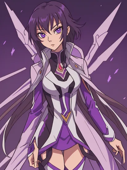 (lelouch lamperouge:1), zero (code geass), purple galaxy background, purple magic surrounding subject, (realistic:1.2), (masterpiece:1.2), (full-body-shot:1),(Cowboy-shot:1.2), neon lighting, dark romantic lighting, (highly detailed:1.2),(detailed face:1.2), (gradients), colorful, detailed eyes, (natural lighting:1.2), (neutral standing pose:1.2), (solo, one person, 1girl:1.5),    