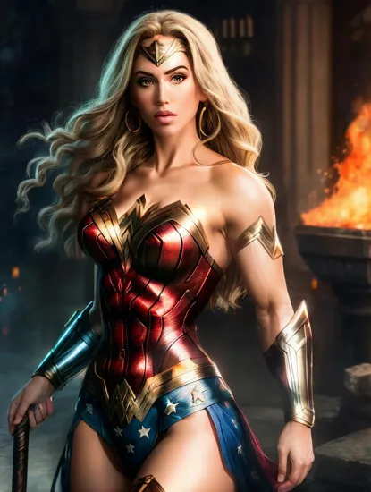 wonder woman with long blonde golden hair. @Laura