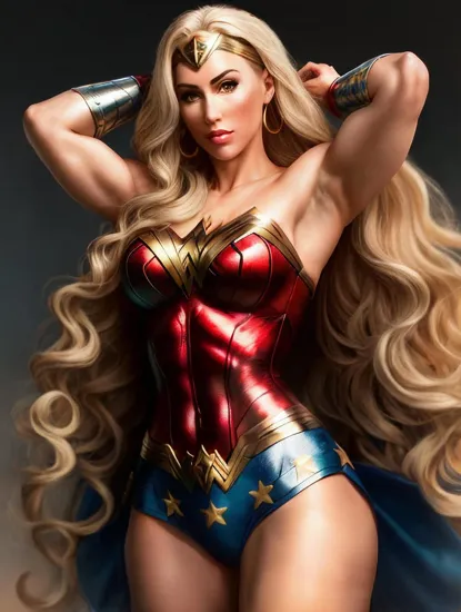 wonder woman with long blonde golden hair. @Laura