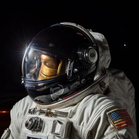 Turn into a spaceman with a helmet and make the stars very vibrant and beautiful in the background