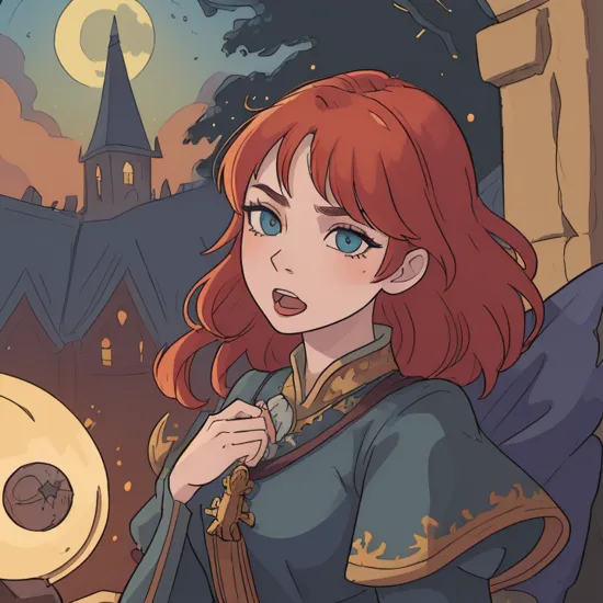 character: Merida, archer, armorer, medieval, good quality, disney style, red hair, (perfect_face), ((stone throne)), (stone castle), cold light, moonlight, (inside), (perfect hands), ((masterpiece)), curly red hair, green eyes, ((black bear)), sunset, portrait, (perfect face, detailed face, detailed eyes, perfect hands, perfect fingers), tiara, queen crown, medieval crown, ((great quality)) (ultra detailed), full body, looking at viewer, (((detailed face and eyes))), solo, loramerida, orange hair, green dress, colorful, detailed eyes, ((((night time)))), best aesthetic, instagram, intricate details, pixiv, hart shaped lips, (((highly details))), inside, ((moon)), moonlight, blue light, cold light, stone castle, inside, woman face, angry, open mouth,