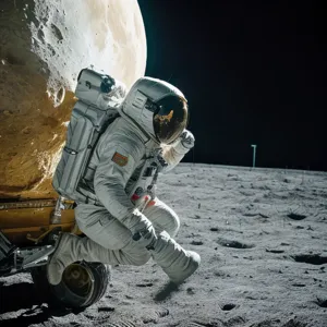 astronaut jumping out of moon 