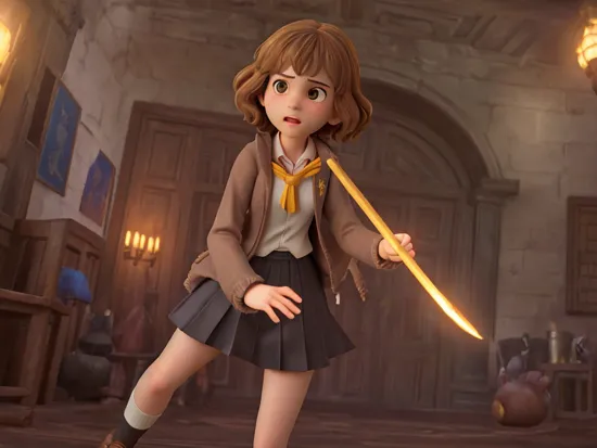16 year old girl ((hermione granger), (young emma watson), mila kunis), brown [eyes], short curly (brown) hair,
hogwarts school uniform, black wizard_robe [with scarlet and gold trim], white shirt, long black school skirt, knee length socks, shoes [mary-janes], [scarlet and gold striped tie], amber ear studs,
fighting in a dark hogwarts rose garden at night, casting spells with a wand, magic effects, fairy lights, (intense look, excited:1.2), slight smile,
(low camera angle:1.5),
hugging knees, hand on chest, hugging, kissing, holding hands,
beautiful woman, modelshoot style, (extremely detailed CG unity 8k wallpaper), full shot body photo of the most beautiful artwork in the world, professional majestic oil painting by Ed Blinkey, Atey Ghailan, Studio Ghibli, by Jeremy Mann, Greg Manchess, Antonio Moro, trending on ArtStation, trending on CGSociety, Intricate, High Detail, Sharp focus, dramatic, photorealistic painting art by midjourney and greg rutkowski, by art germ