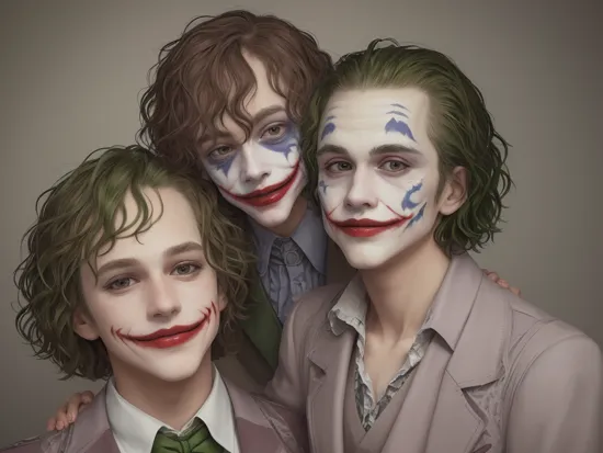 Highly detailed, High Quality, Masterpiece, beautiful, IncrsTrustNobodyNotEvenYourself, 2boys, , The Joker, 