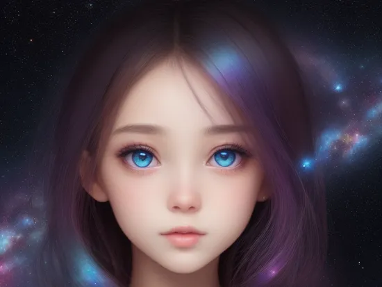 ("portrait of a girl, eyes, Style-Kgin-1300, galaxy, beautiful, vivid colors"," celestial, astrophotography").blend(1,0.25)