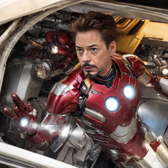 Split head Tony Stark inside Iron man