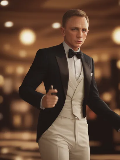 (GS-Womanly:1.1) modelshoot style photo of danielcraig as female James Bond wearing a black tuxedo standing in a casino, (masterpiece:1.2) (photorealistic:1.2) (bokeh) (best quality) (detailed skin:1.3) (intricate details) (8k) (HDR) (analog film) (canon d5) (cinematic lighting) (sharp focus) 