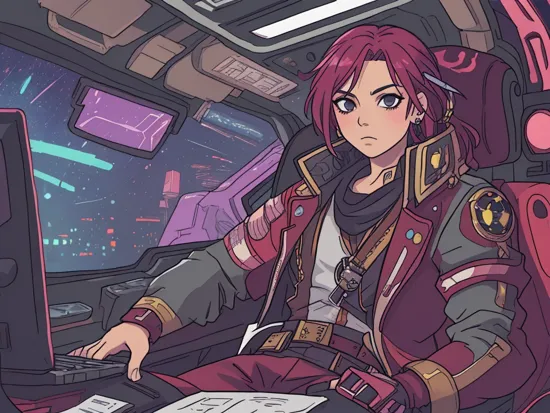 Cyberpunk style, 
Captain Jack Sparrow
driving  Cyberpunk caddilac in space, dressed in cyber clothes, 
nebula background , computer lights     
high quality, extreme details, masterpiece,