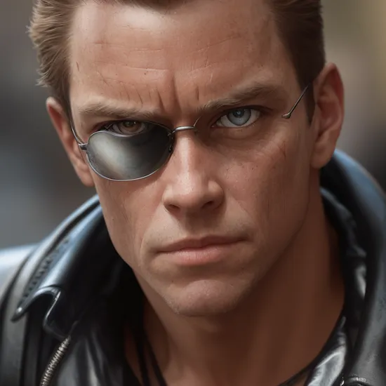 Masterpiece photo of terminator, style of Martin Schoeller, best quality, high resolution, high definition, 4K, intricate, detailed, cinematic composition, inspiring, dramatic, emotional, one of a kind, perfect, gorgeous, sharp focus, bokeh, depth of field, octane rendering, beautiful eyes, detailed eyes, detailed facial features