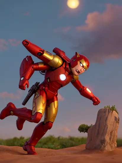cinematic film still a kitten in iron man suit flying in sunset clouds . shallow depth of field, vignette, highly detailed, high budget Hollywood movie, bokeh, cinemascope, moody, epic, gorgeous, film grain, grainy