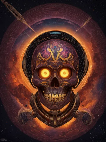 Vector art 2d of Mix skull and astronot, centered, symmetry, painted, intricate, volumetric lighting, beautiful, rich deep colors masterpiece, sharp focus, ultra detailed, in the style of dan mumford and marc simonetti, astrophotography