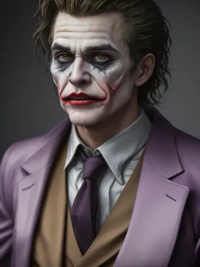 timeless style,  masterpiece, best quality, 8k, artstation, sharp focus, ultrarealistic, high details, raw photo portrait of nc1, man, masculine, (as the joker)  perfect face, perfect eyes, volumetric lighting, depth of field, cinematic lighting, 
 