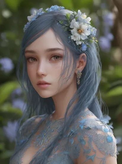 fashion photography portrait of blue human avatar, in blue lush jungle with flowers and birds, 3d render, cgi, symetrical, octane render, 35mm, bokeh, 9:16, (intricate details:1.12), hdr, (intricate details, hyperdetailed:1.15), (natural skin texture, hyperrealism, soft light, sharp:1.2), (natural skin texture, hyperrealism, soft light, sharp:1.2), (intricate details:1.12), hdr, (intricate details, hyperdetailed:1.15)