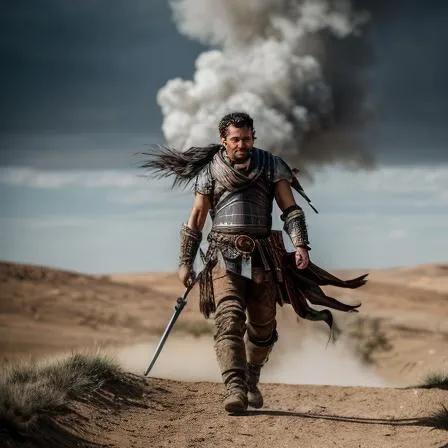 Turn into a Warrior from Mad Max. With a sword and armor with blood splashed on it walking around is something that looks like purgatory.With people in hands reaching out the ground