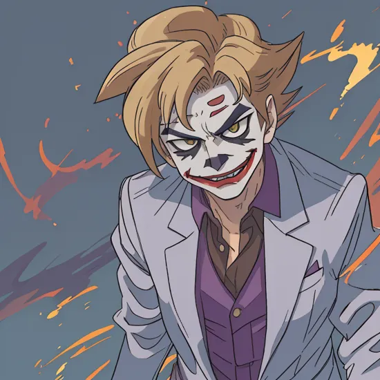 (the joker) as (super Saiyan), hyper realistic, highly defined, highly detailed